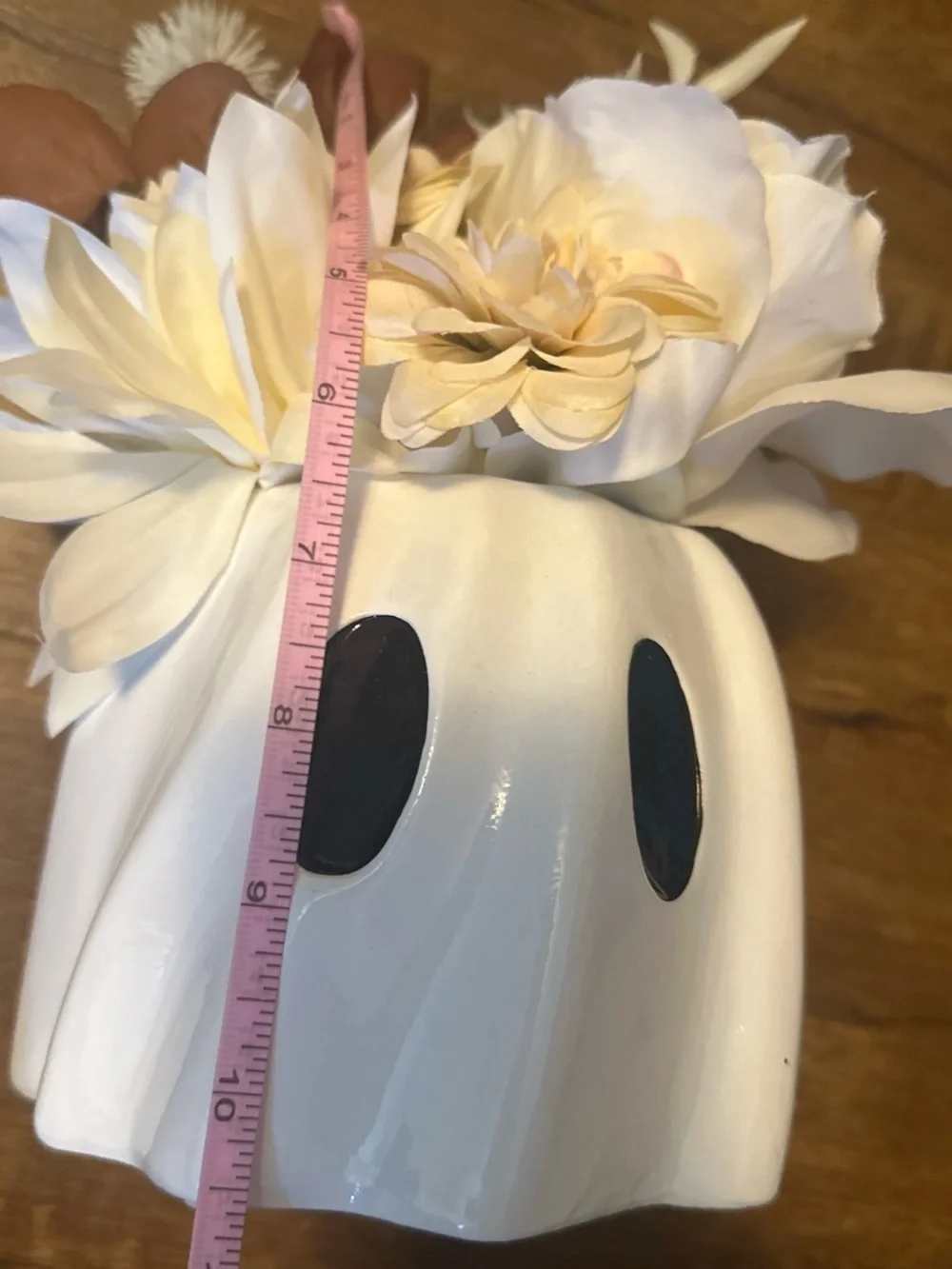Ceramic Ghost Vase with Cream Floral Arrangement